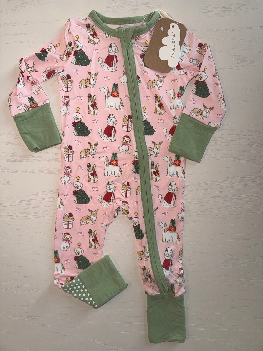 Angel Dear Christmas Holiday Dogs Puppy Convertible Romper 0-3 3-6 6-12 12-18